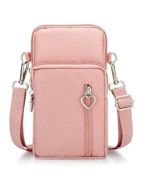 Women's Pink Small Cell Phone Purse Crossbody Wallet Single Shoulder Bag